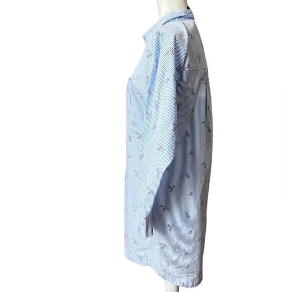 Divided H&M short tee shirt dress light blue floral stripes size 4 - Picture 7 of 16